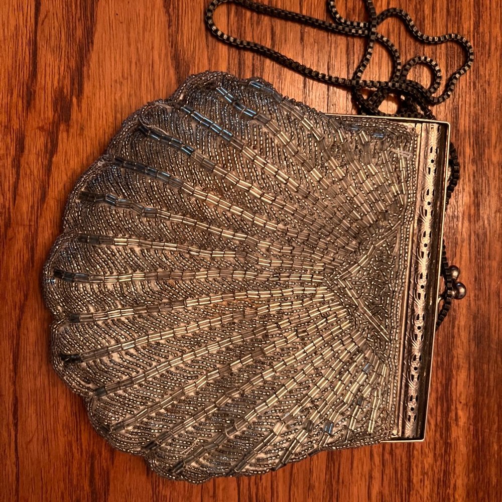 Vintage Silver Beaded Purse